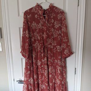 VERO MODA DINO shirt dress in rusty red